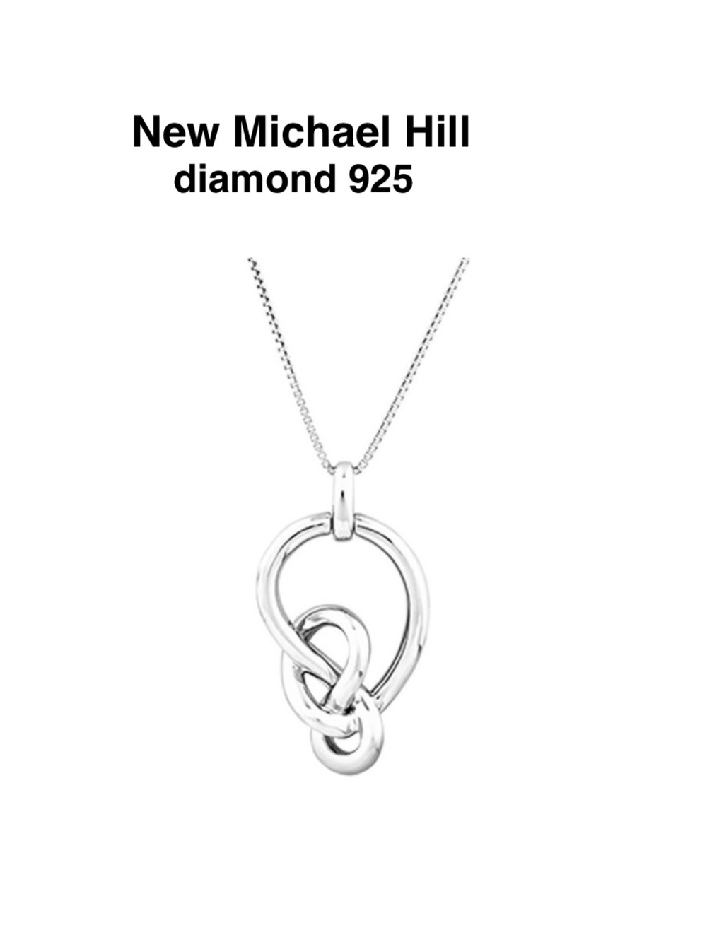 New Michael Hill Medium bowline Knots Pendant 0.10 carat diamond Sterling Silver